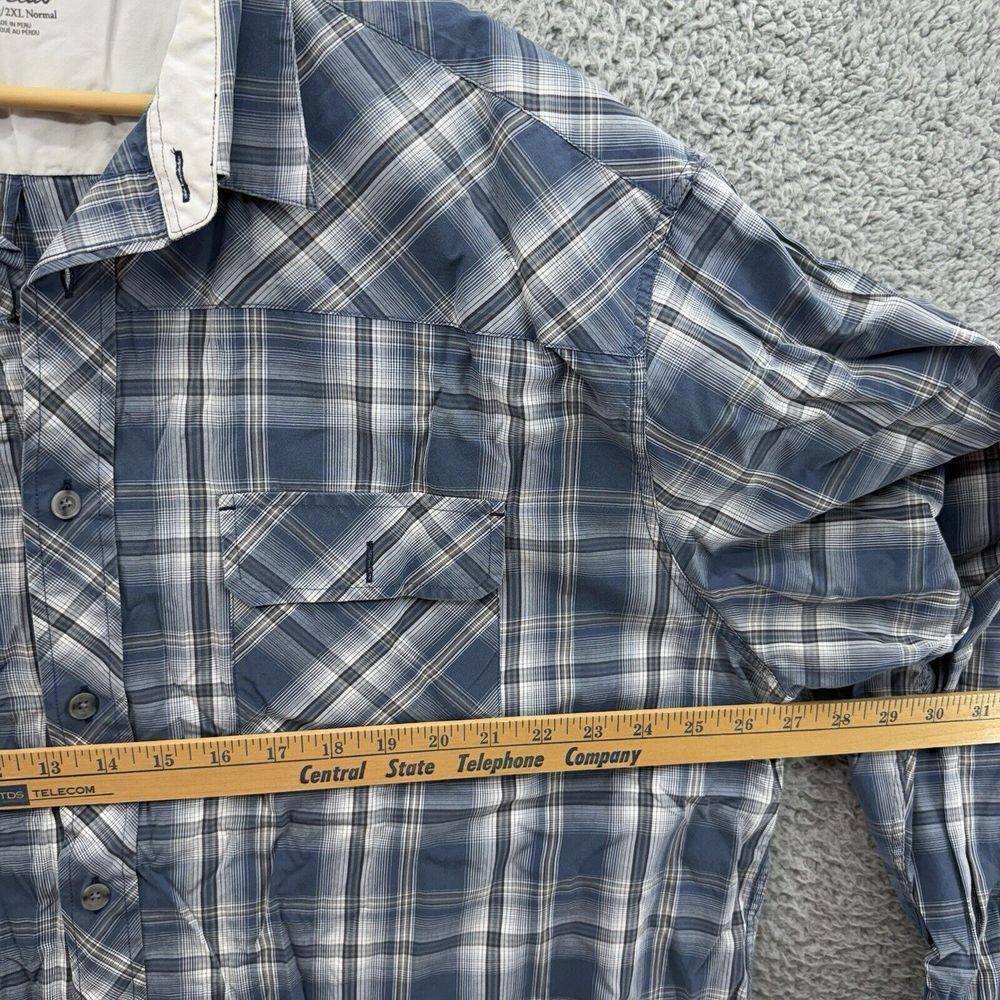 Cabelas Outfitter Shirt Mens 2XL Blue Plaid L/S Button Up Pima Cotton‎ READ - Picture 4 of 9